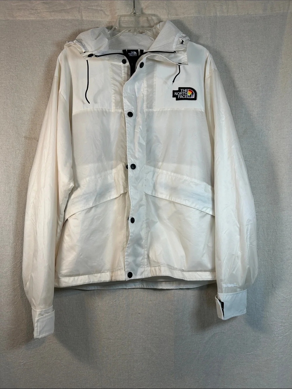 The North Face White Hooded Windbreaker Jacket